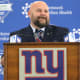 Brian Daboll speaks to members of the media, in East Rutherford, NJ, after being introduced as the new head coach of the NY Giants.